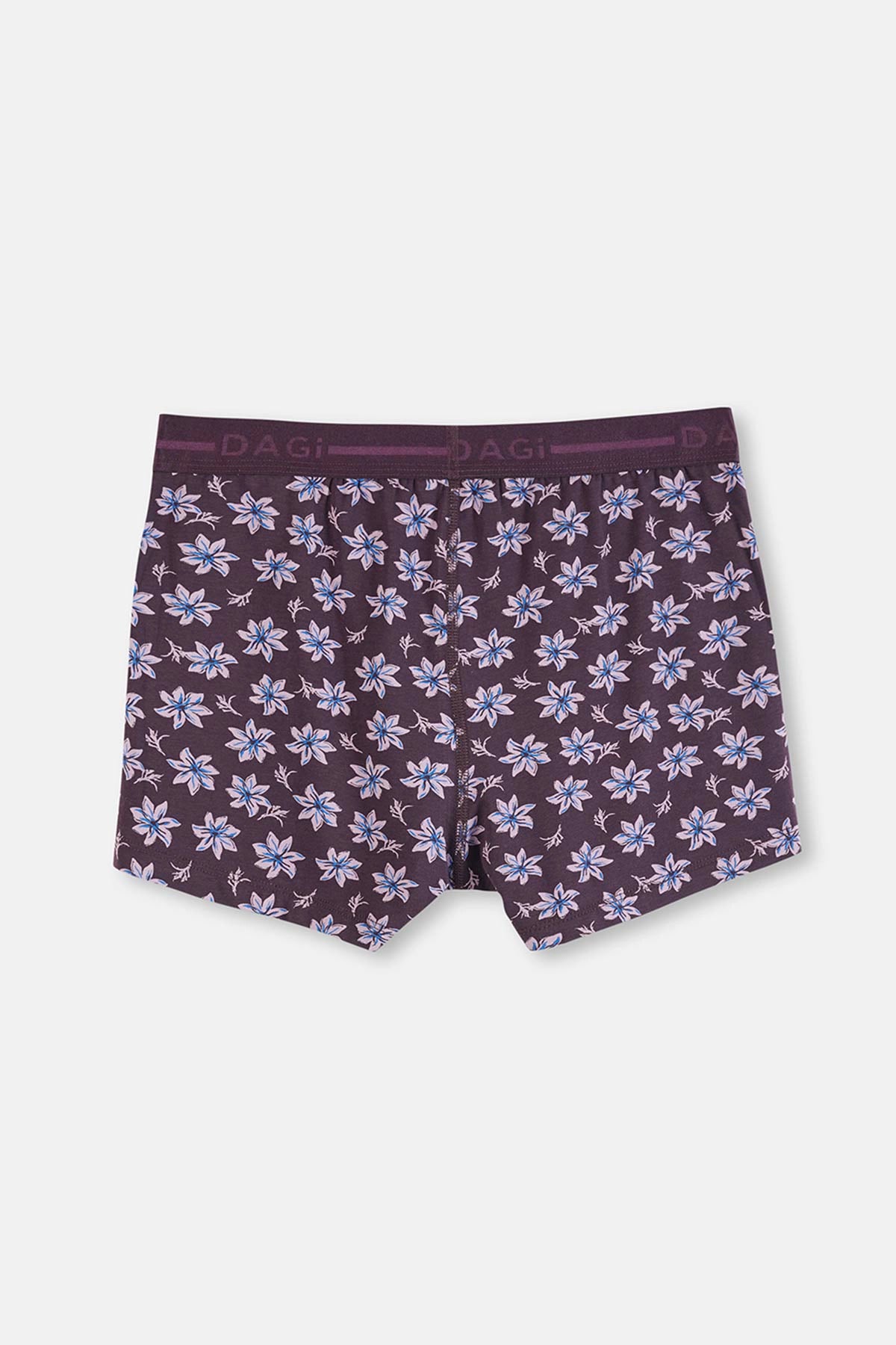 Kahverengi Pamuk Desenli Boxer