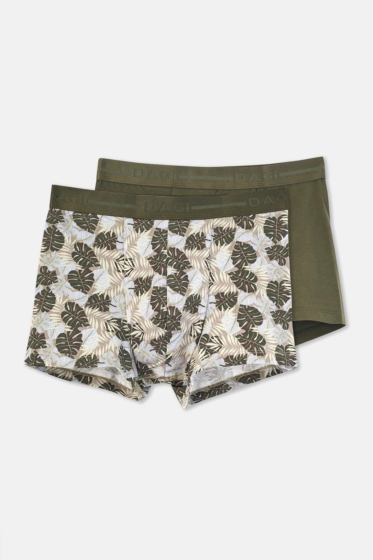 Koyu Yeşil Pamuk Desenli 2'li Boxer