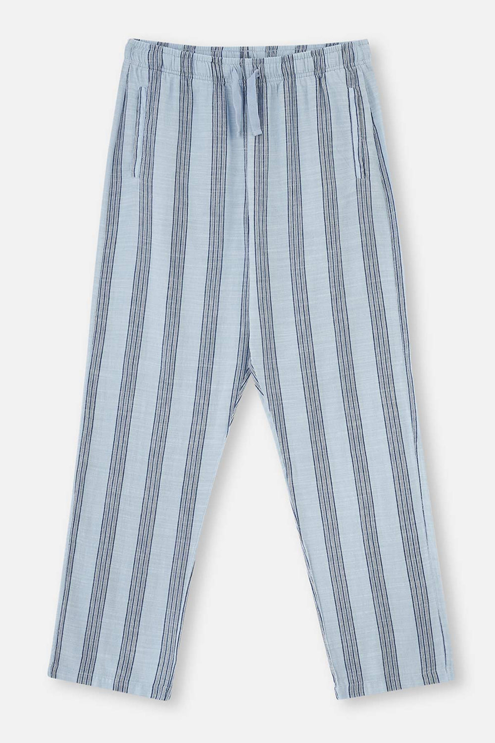 Açıkmavi Çizgili Dokuma Pijama Altı