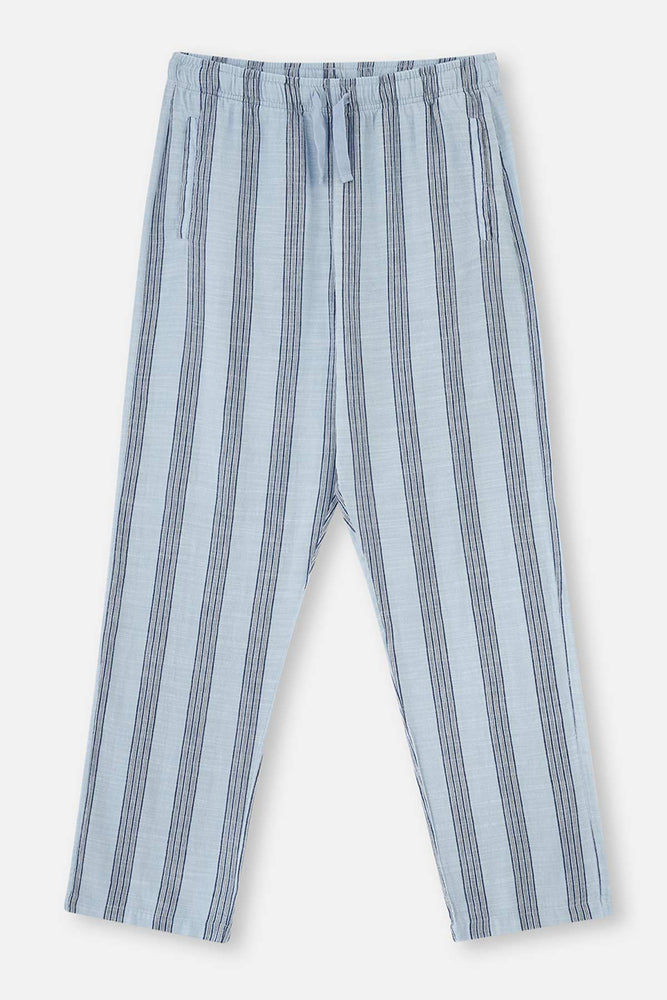 Açıkmavi Çizgili Dokuma Pijama Altı