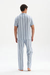 Açıkmavi Çizgili Dokuma Pijama Altı