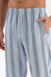 Açıkmavi Çizgili Dokuma Pijama Altı