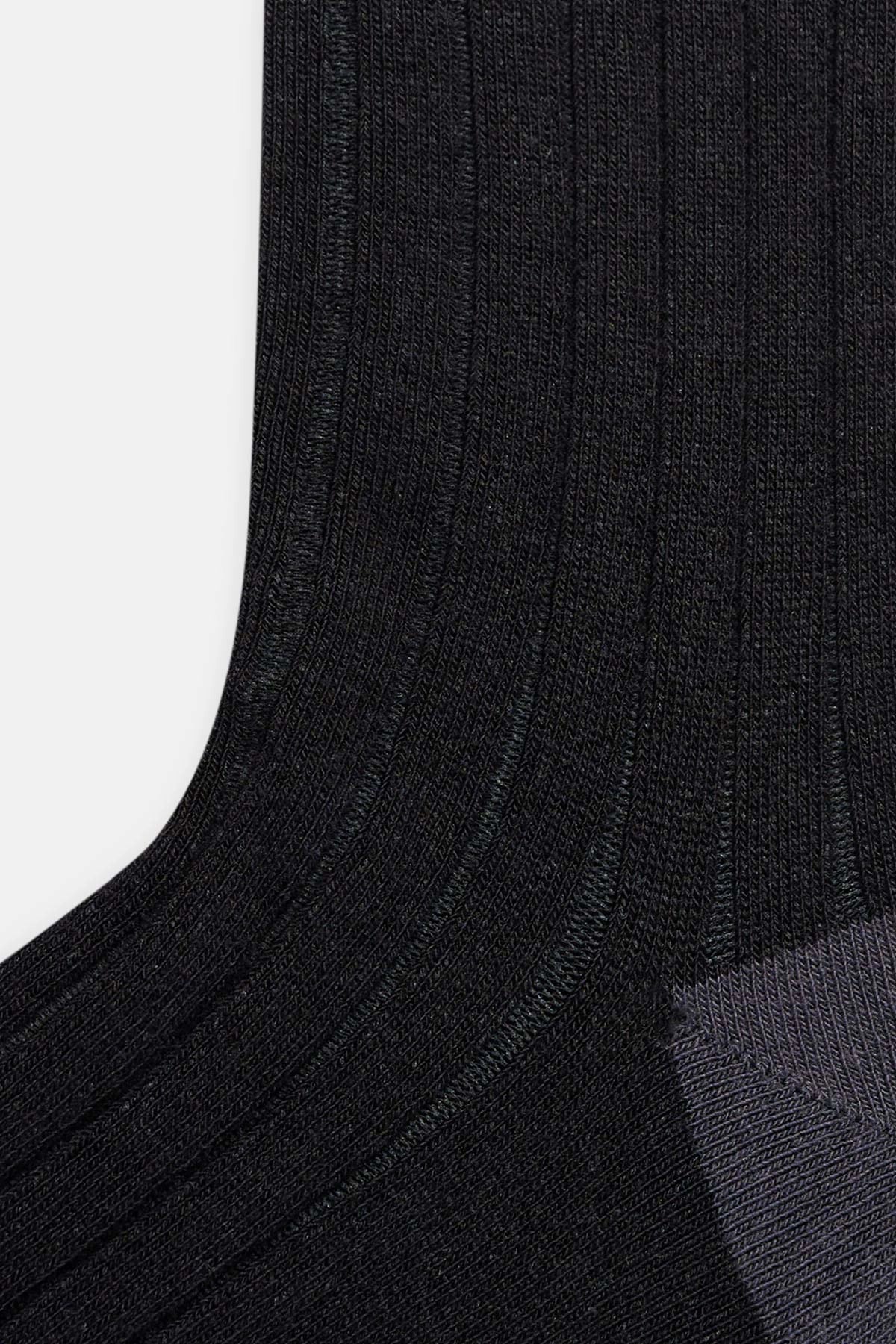 Siyah Erkek Çift Silindir Pamuklu Çorap