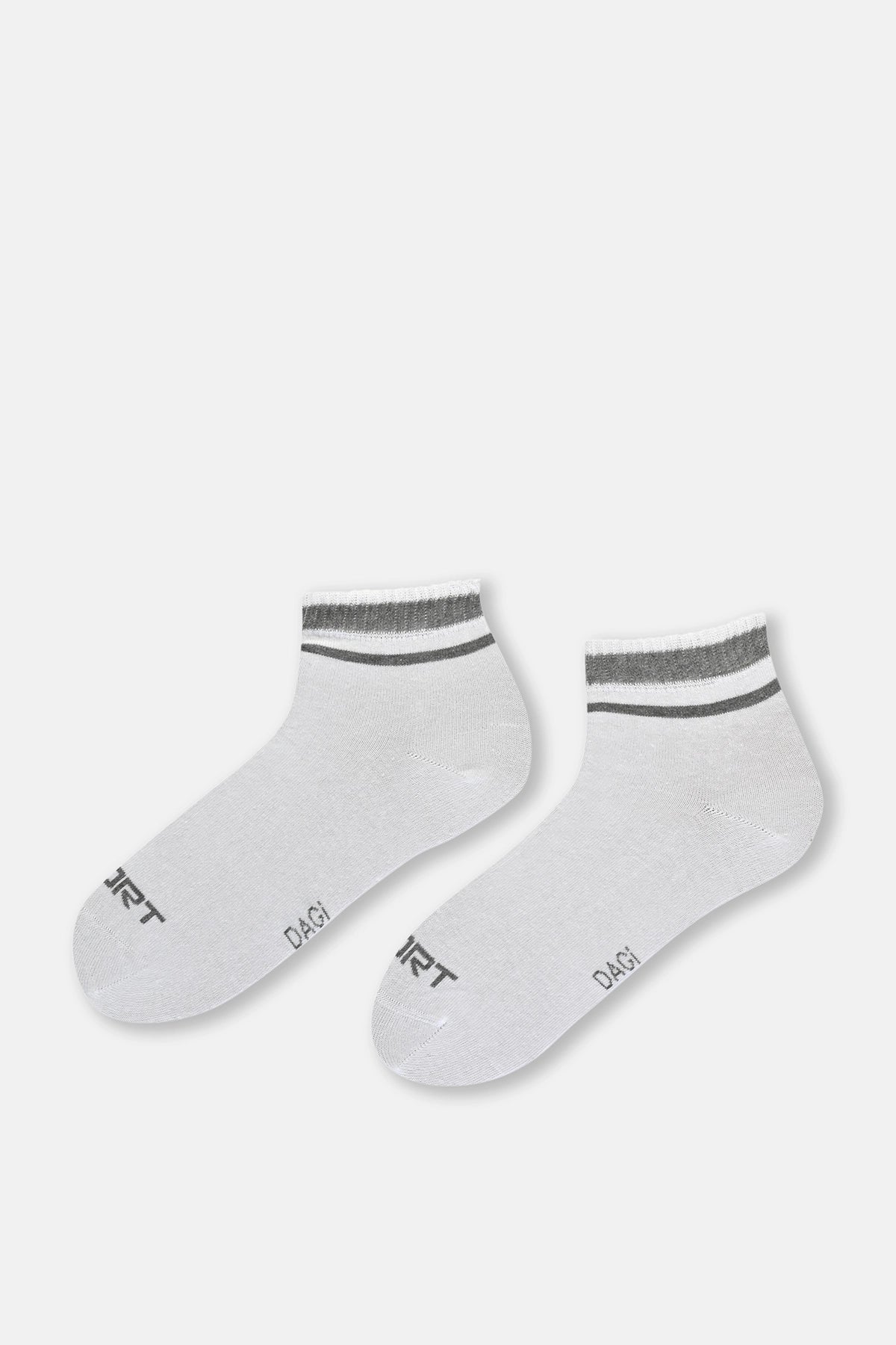 Beyaz Erkek Renkli Çizgili Spor Çorap 2'Li