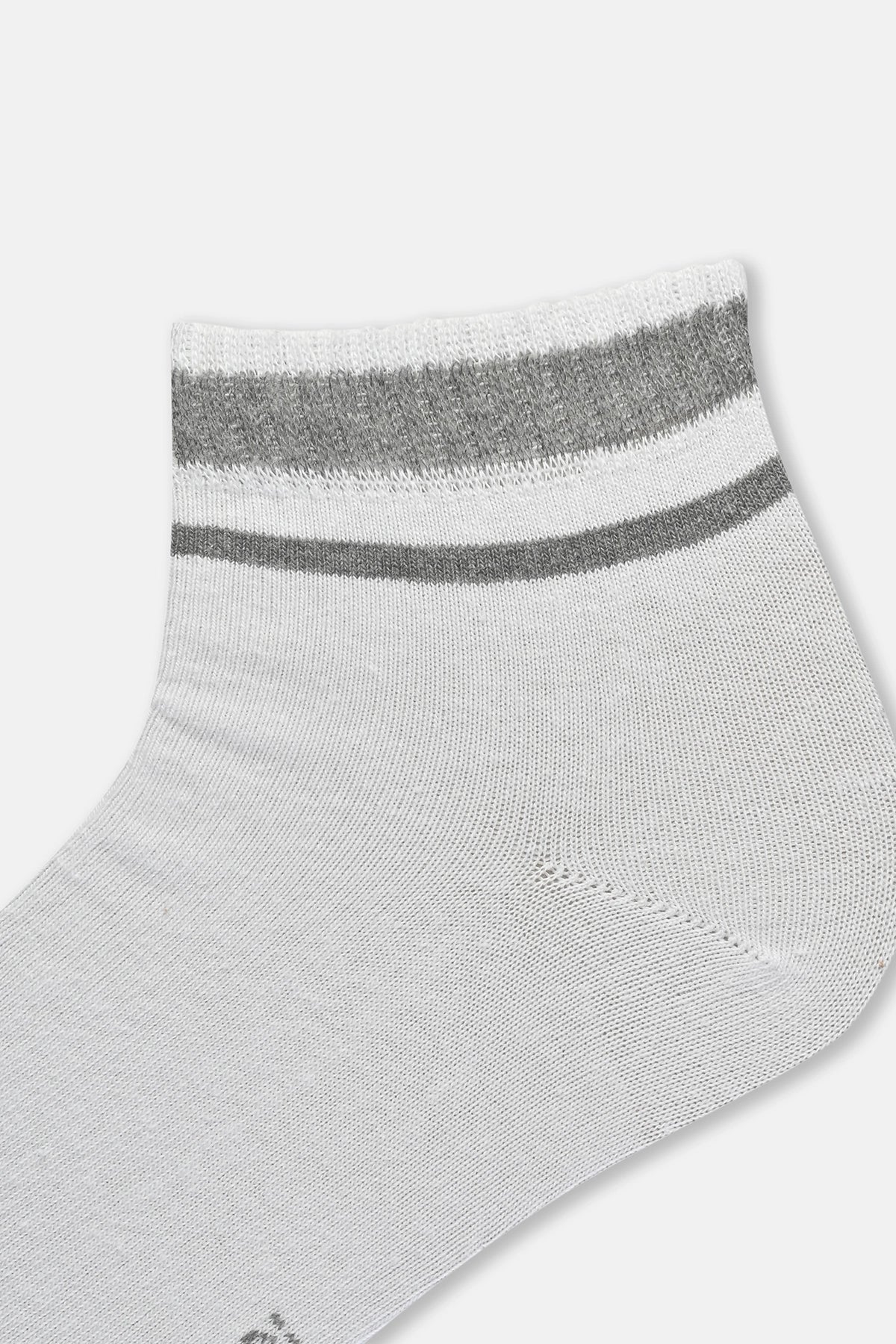 Beyaz Erkek Renkli Çizgili Spor Çorap 2'Li