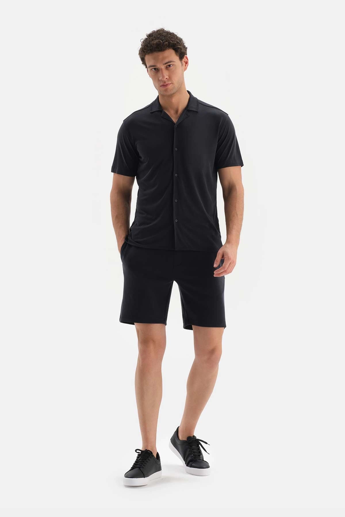 Lacivert Cupra Kısa Kol Modal Gömlek