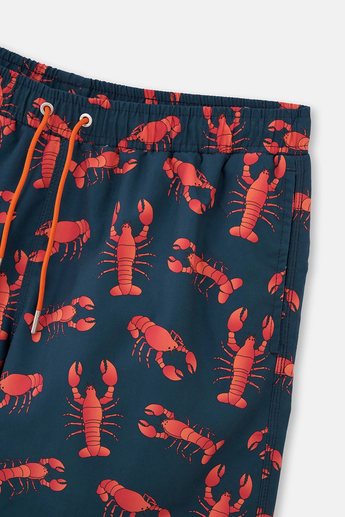 Lacivert-Turuncu Istakoz Desenli Orta Deniz Şortu