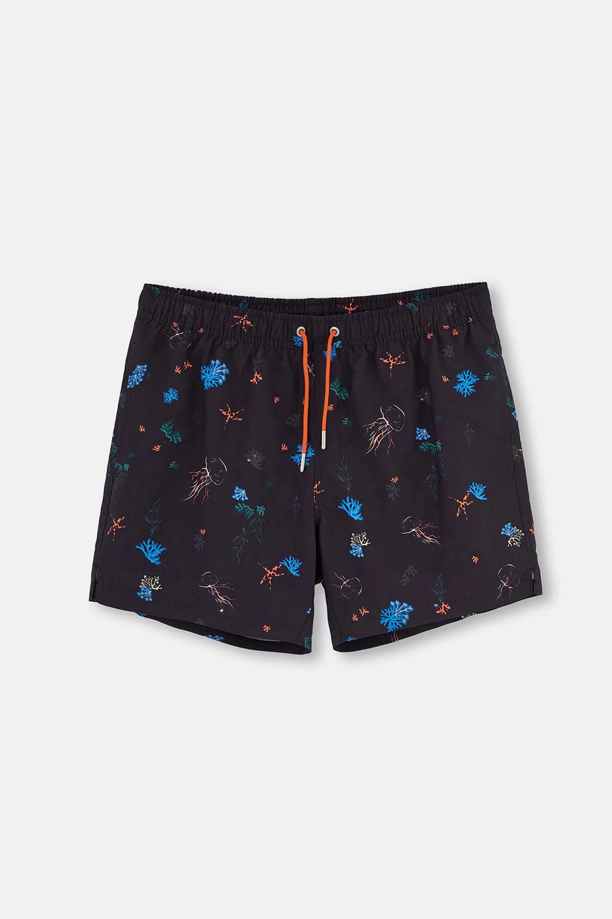 Lacivert Deniz Altı Desenli Kısa Deniz Şortu
