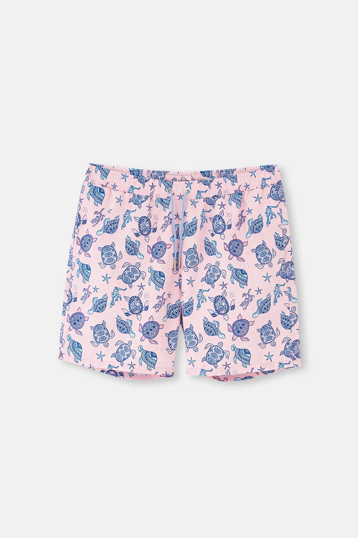 Pembe Caretta Desenli Orta Deniz Şortu