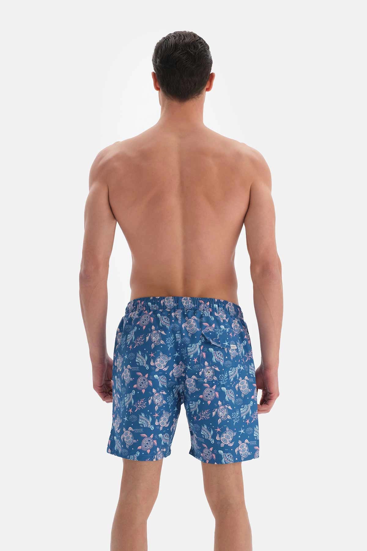 Turkuaz Caretta Desenli Orta Deniz Şortu