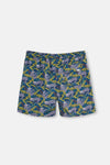 Antrasit - Petrol Tembel Hayvan Desenli Orta Deniz Şortu