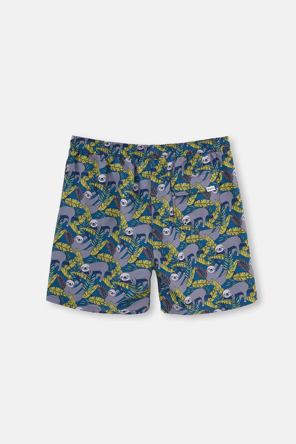 Antrasit - Petrol Tembel Hayvan Desenli Orta Deniz Şortu
