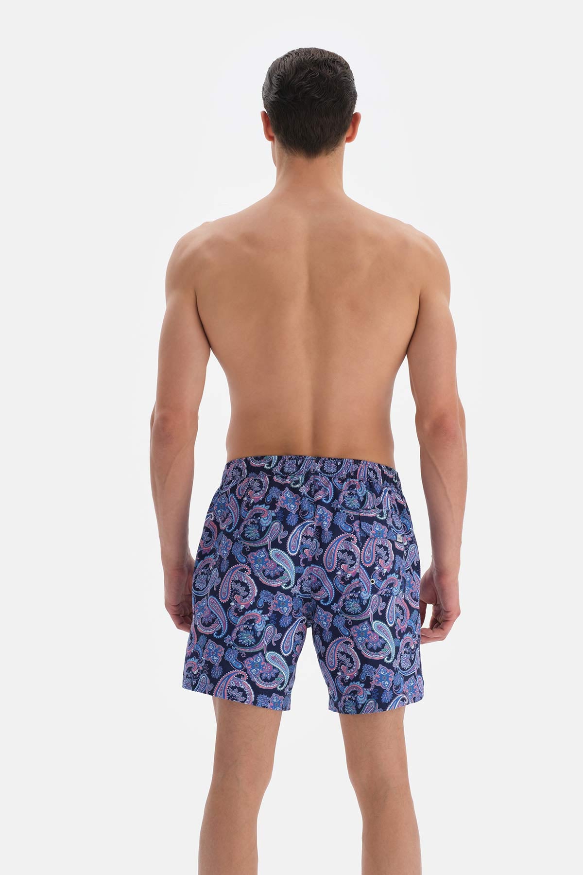 Mavi Şal Desenli Orta Deniz Şortu