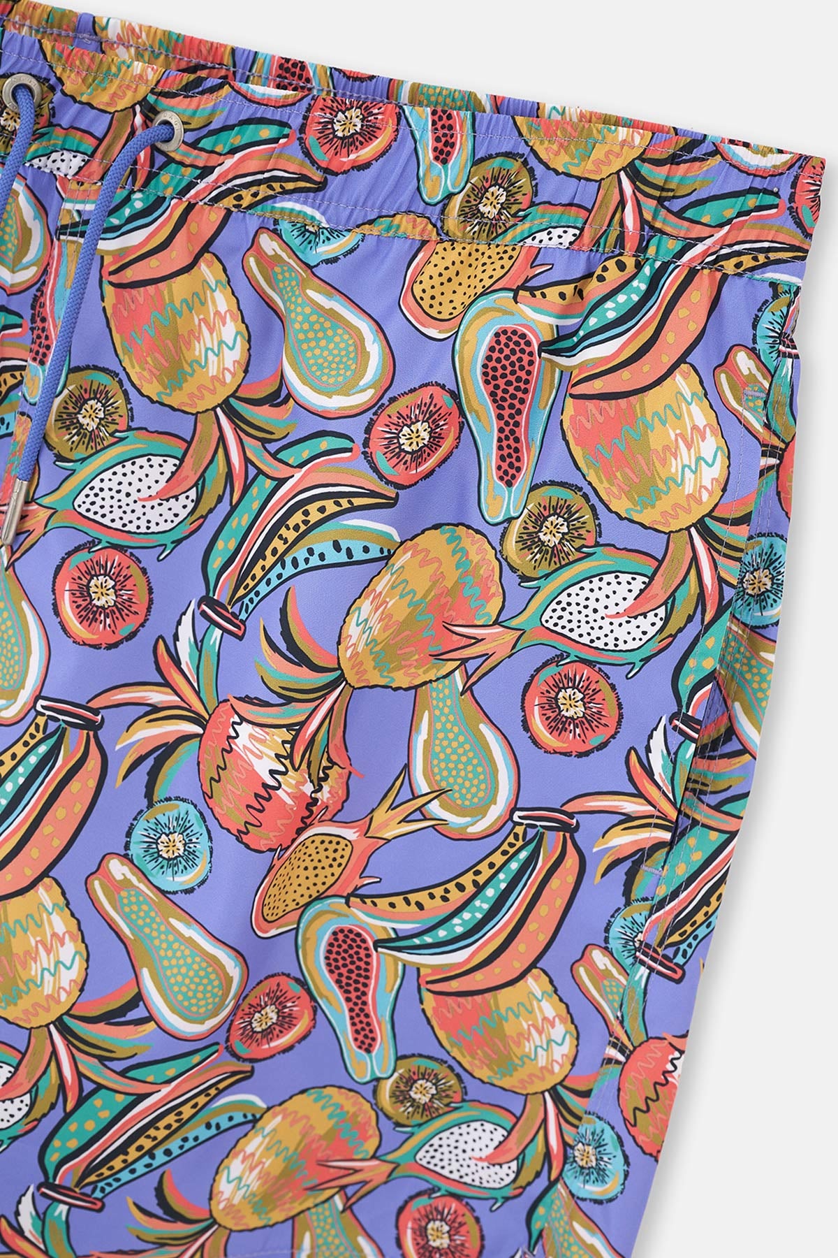 Lila Tropik Meyve Desenli Orta Deniz Şortu