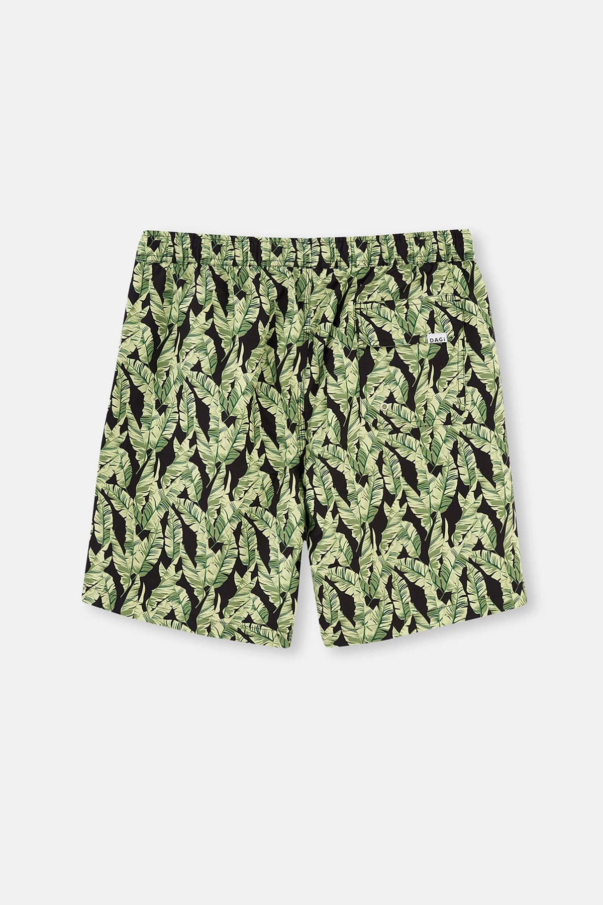 Siyah - Yeşil Tropikal Yaprak Des. Uzun Şort