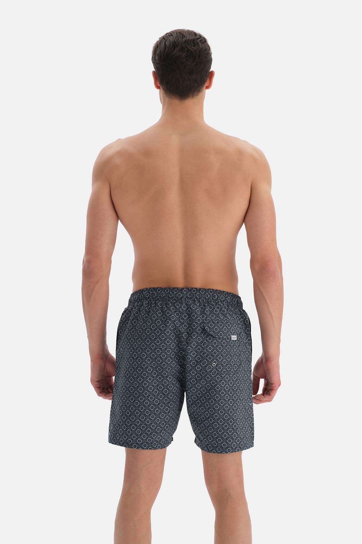 Haki Kravat Desenli Orta Deniz Şortu