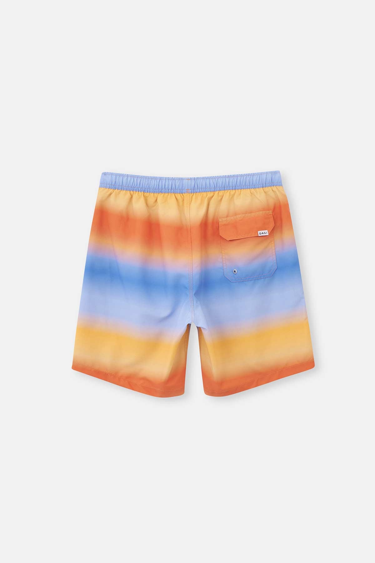 Mavi - Turuncu Degrade Desenli Uzun Deniz Şortu