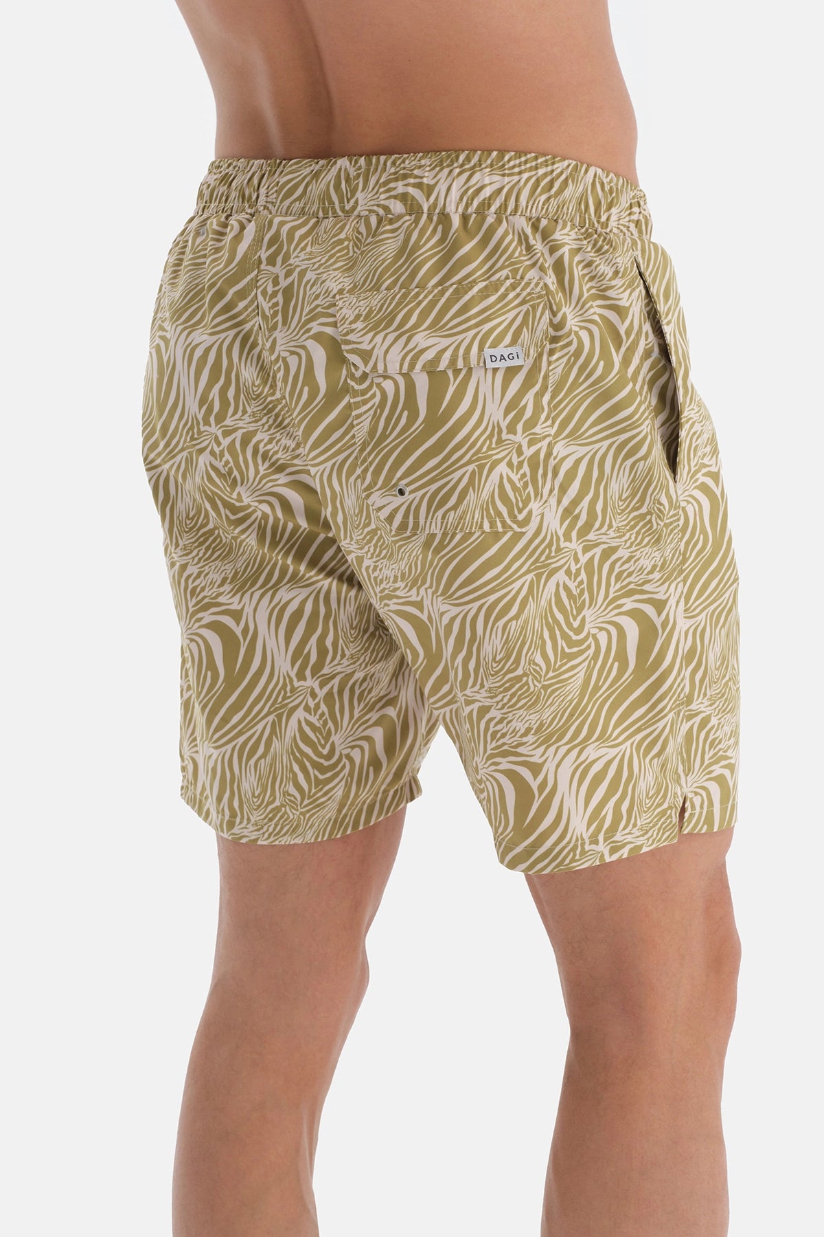 Yeşil Zebra Desenli Orta Deniz Şortu