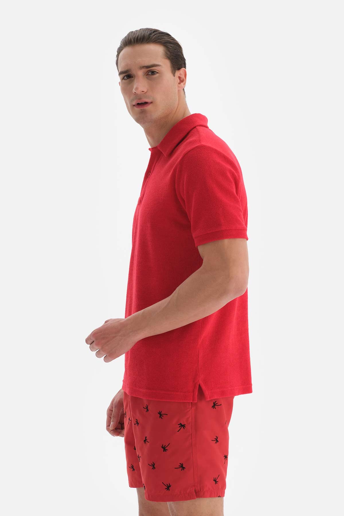 Kırmızı Havlu Polo Yaka Tişört