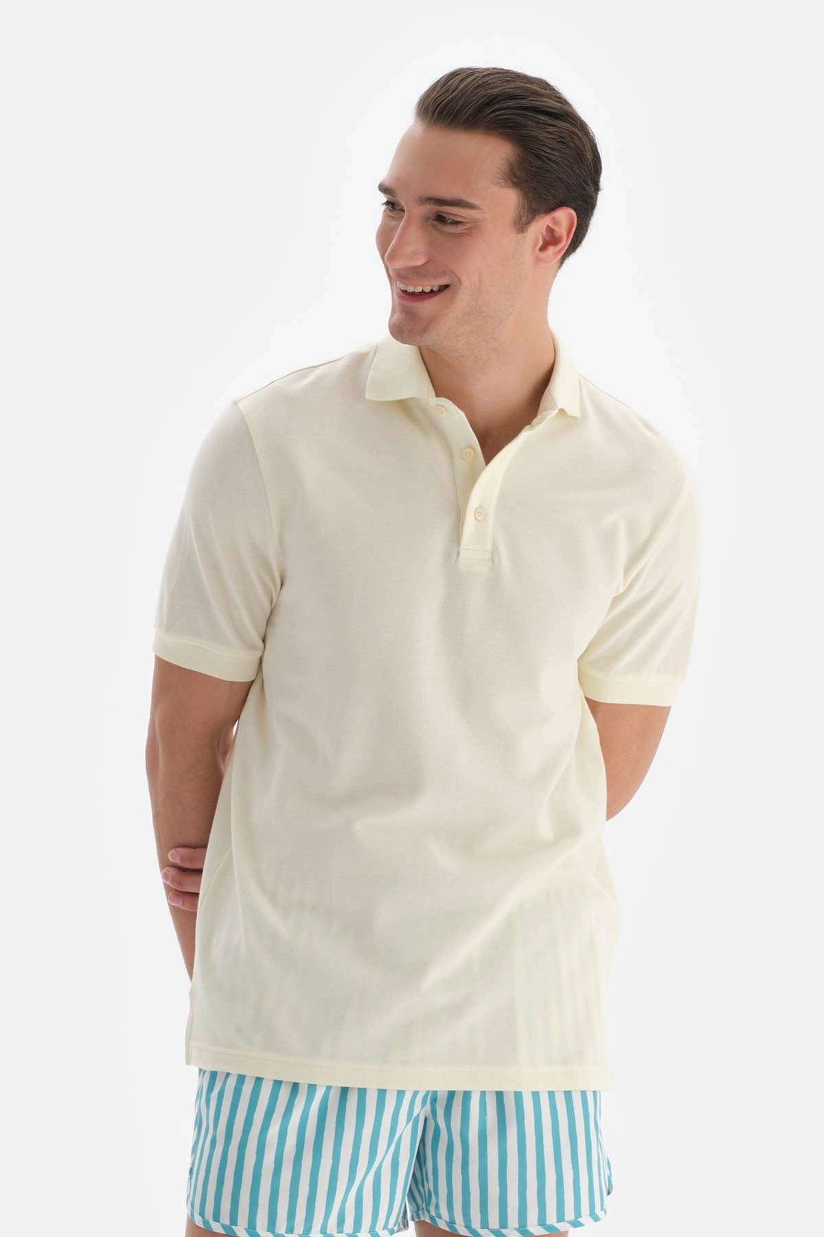 Ekru Pike Polo Yaka T-Shirt