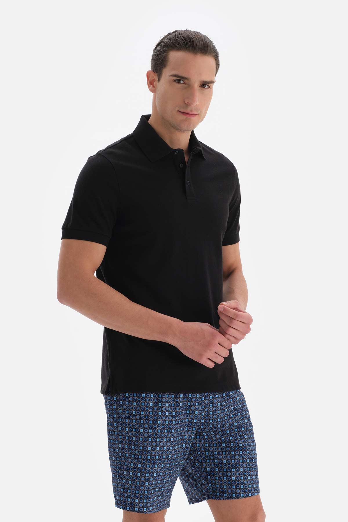 Siyah Pike Polo Yaka T-Shirt