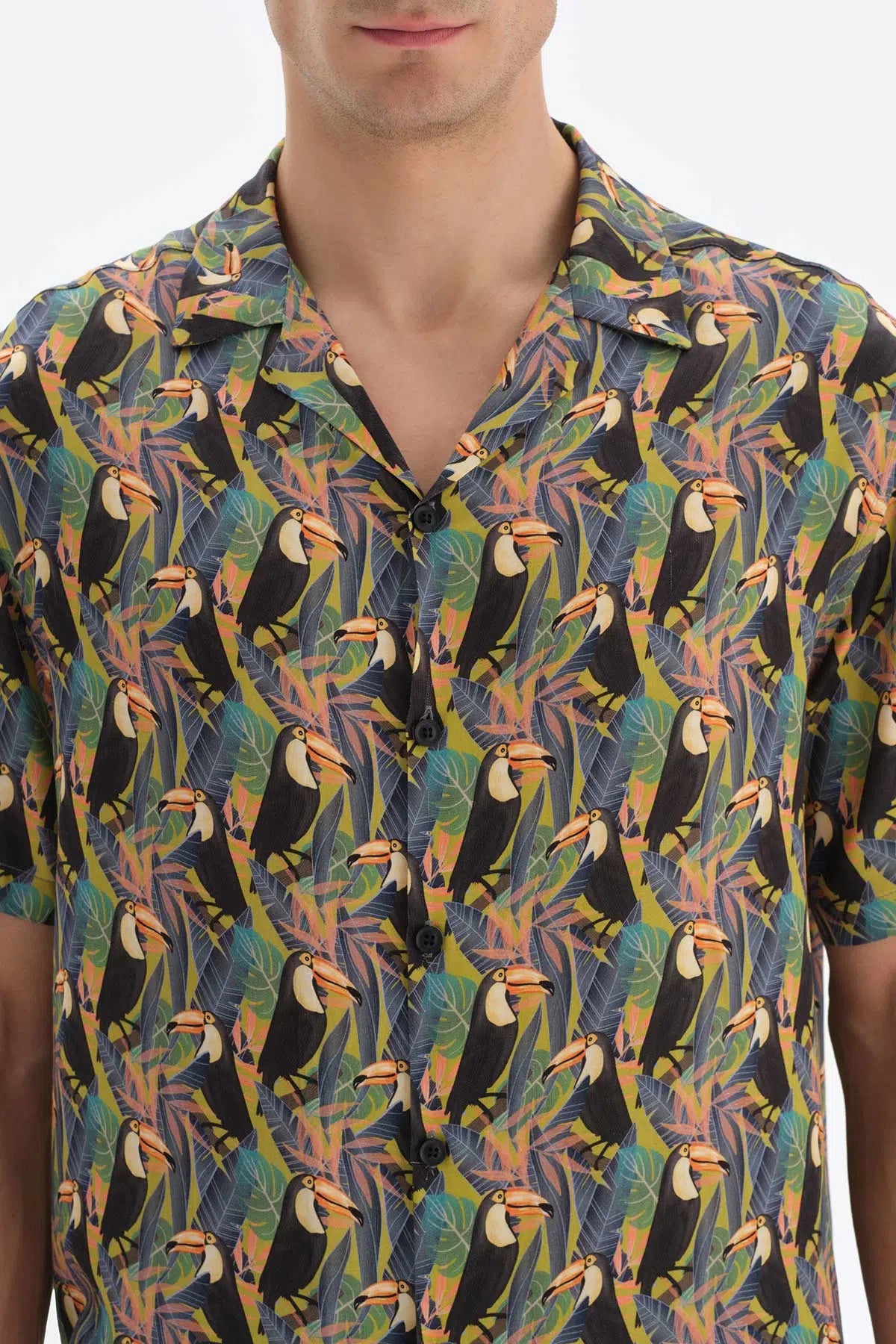 Siyah - Yeşil Desenli Gömlek