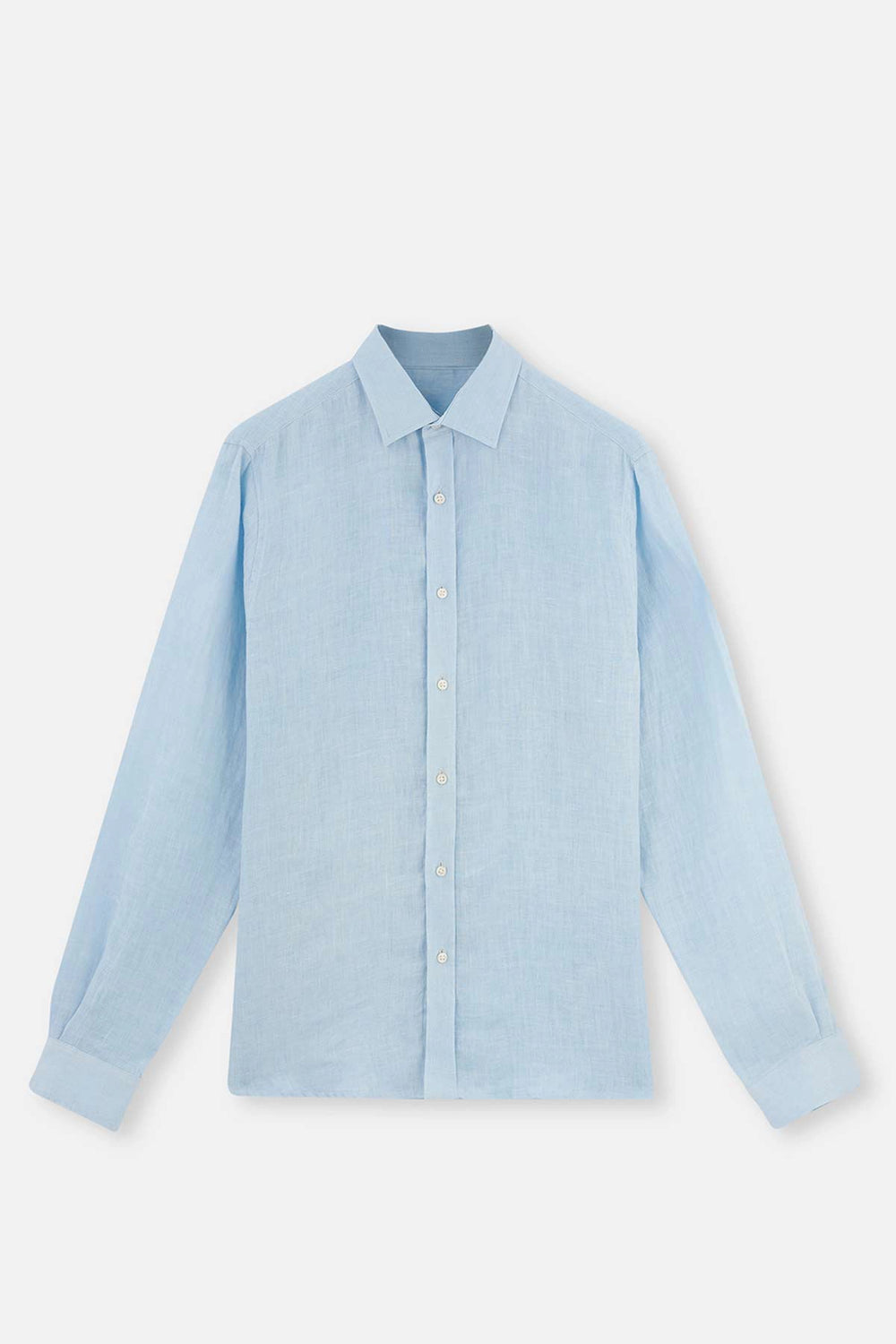 Açıkmavi Uzun Kol Keten Gömlek