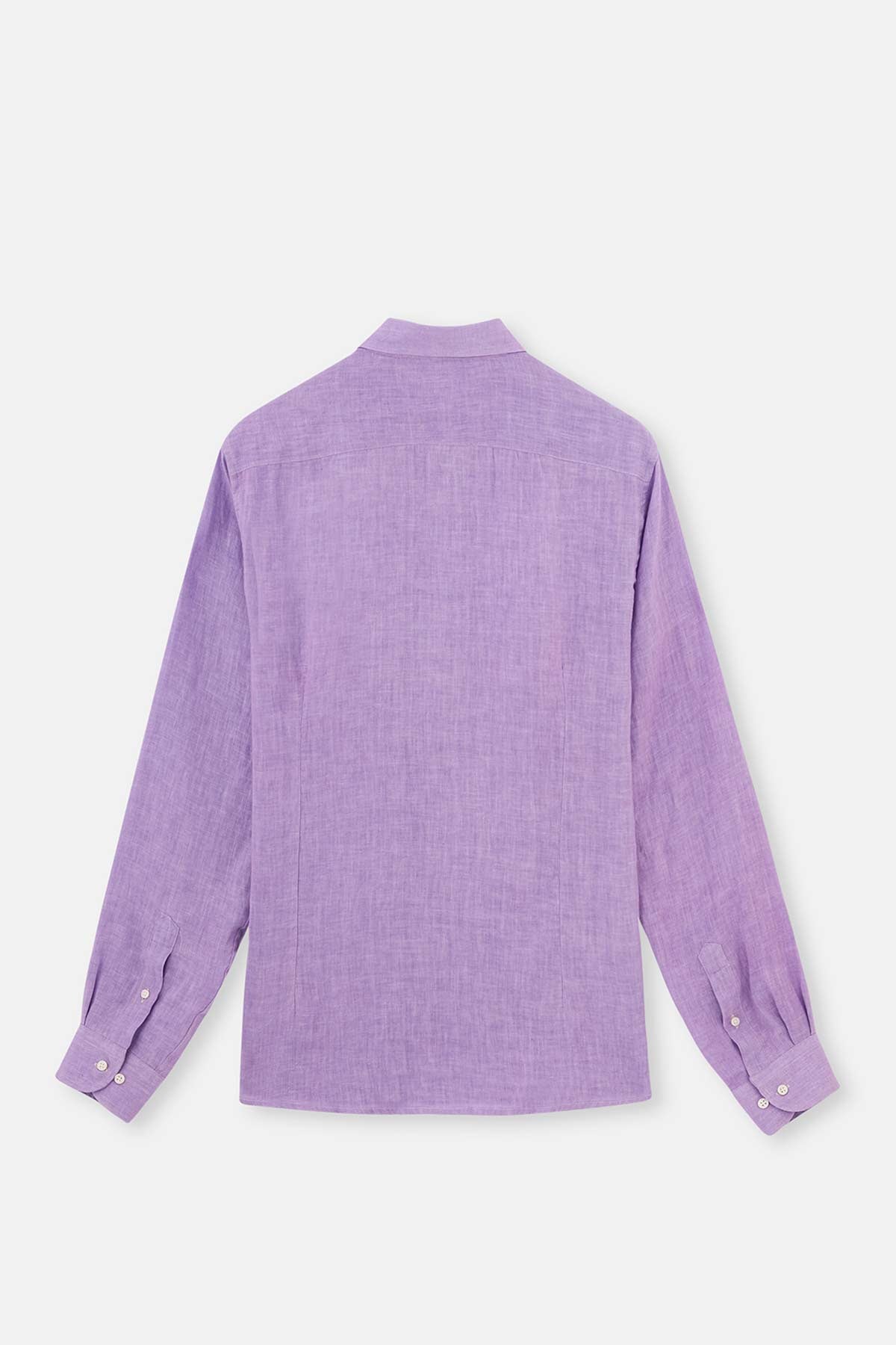 Lila Uzun Kol Keten Gömlek