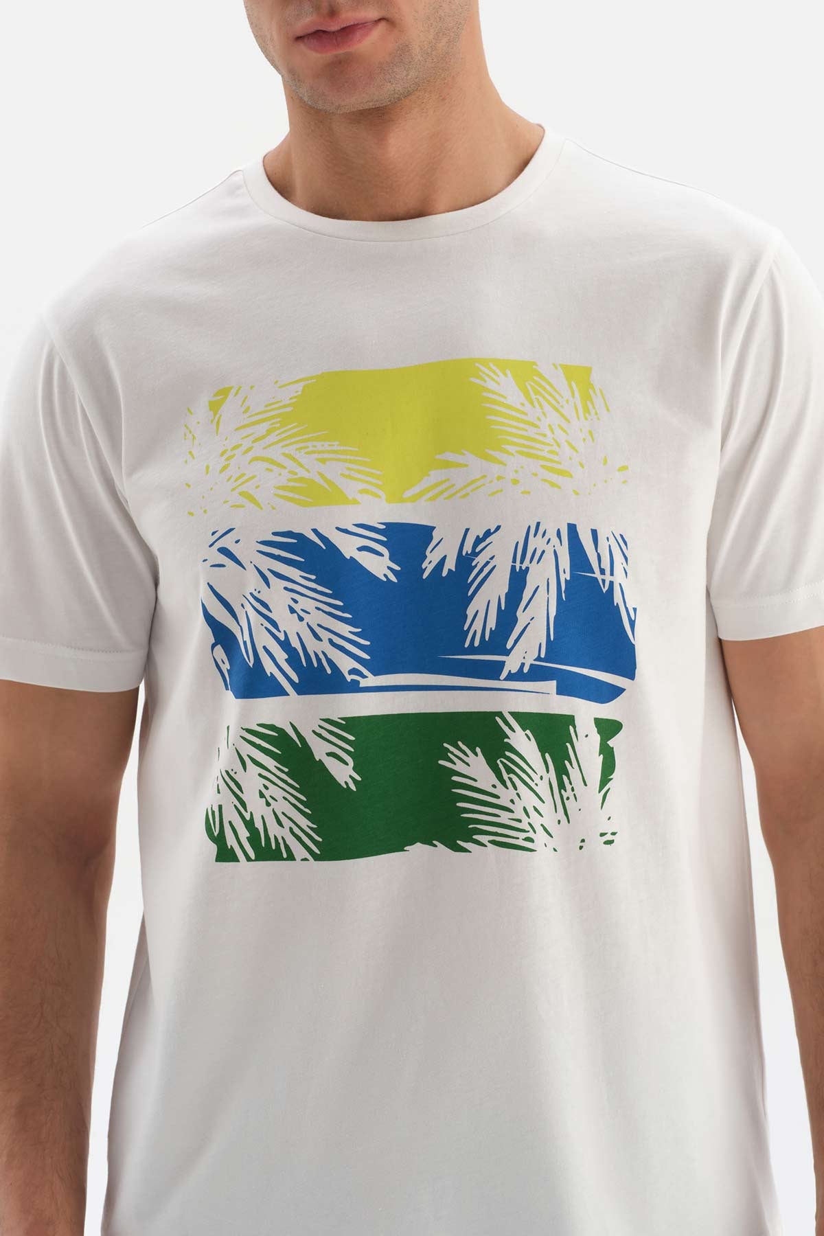 Ekru Bisiklet Yaka Baskılı Şortlu Pijama Takımı