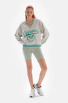 Gri Melanj Dagi Active Baskılı Oversize Sweatshirt