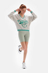 Gri Melanj Dagi Active Baskılı Oversize Sweatshirt