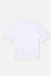 Beyaz Bisiklet Yaka Kısa Kol Crop T-Shirt