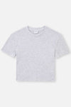 Gri Melanj Bisiklet Yaka Kısa Kol Crop T-Shirt