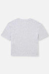 Gri Melanj Bisiklet Yaka Kısa Kol Crop T-Shirt