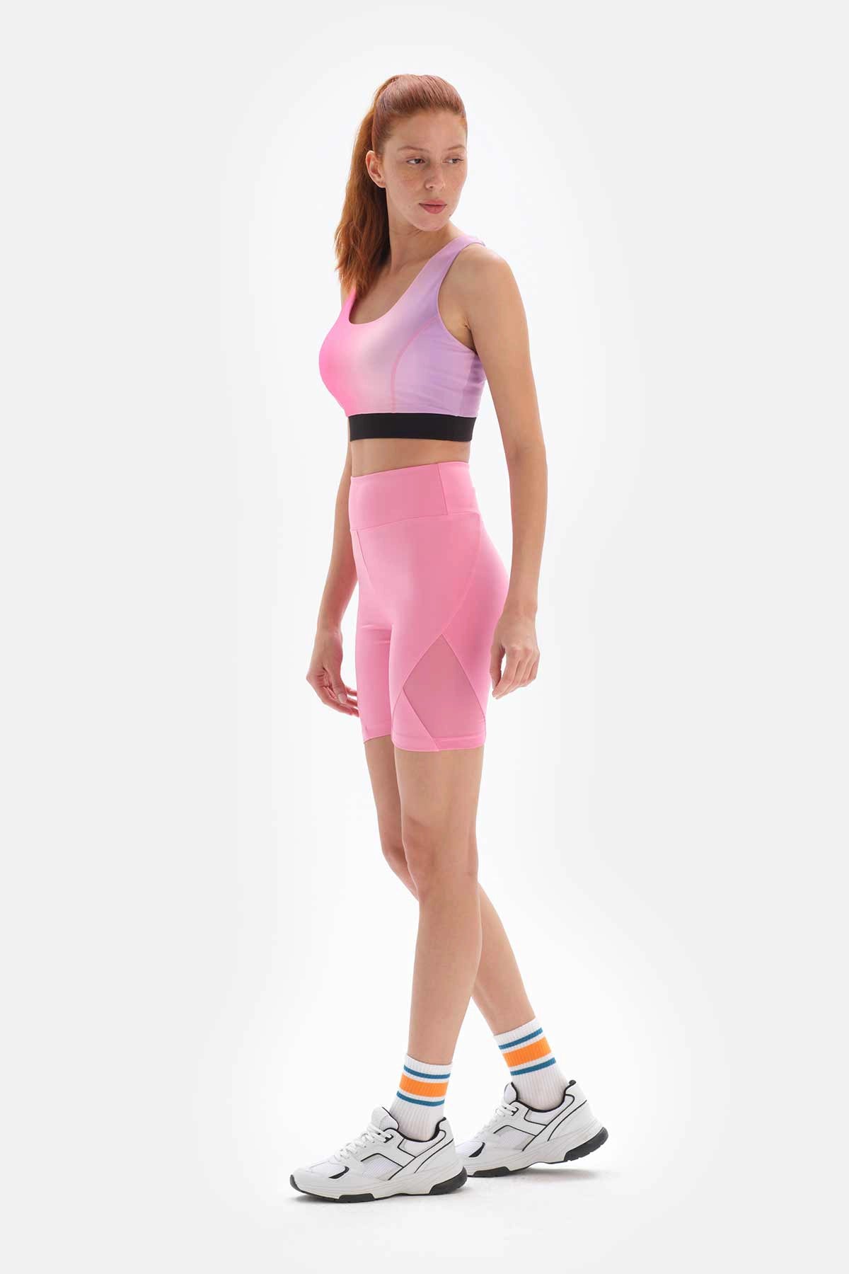 Açık Pembe Dagi Active Kadın Biker Tayt File Detaylı