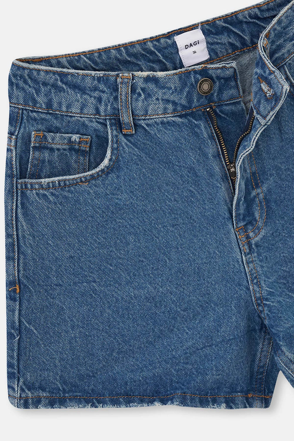 Açıkmavi Yüksek Bel Mom Şort