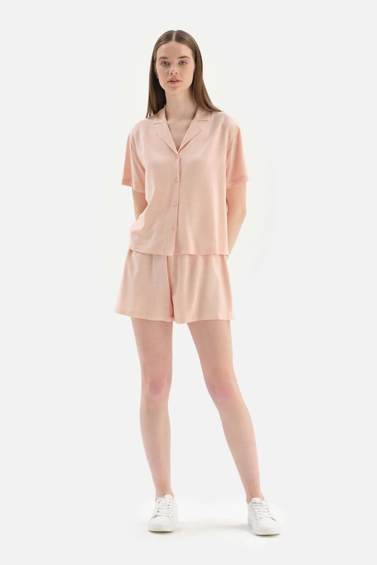 Açık Pembe Dokuma Şort