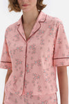 Açık Somon Yıldız Desenli Kısa Kol Pamuklu Pijama Takımı