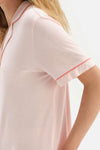 Açık Pembe Gömlek Yaka Biyeli Modal Şortlu Pijama Takımı