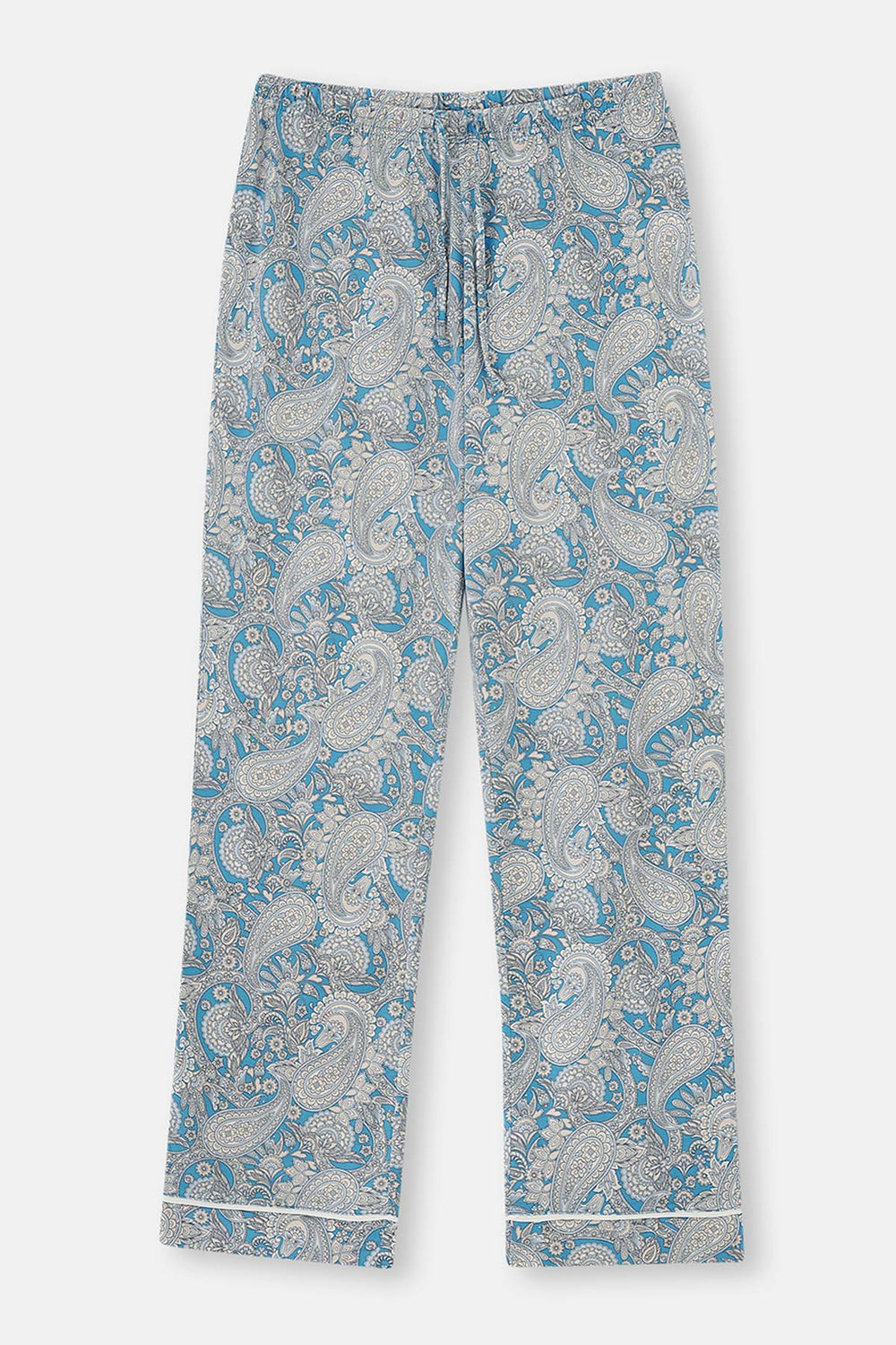 Açıkmavi Gömlek Yaka Şal Desenli Örme Pijama Takımı