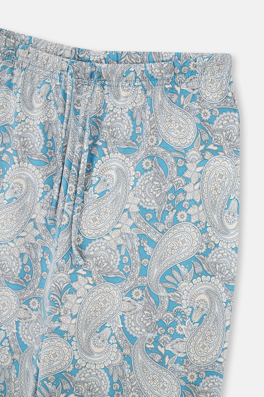 Açıkmavi Gömlek Yaka Şal Desenli Örme Pijama Takımı