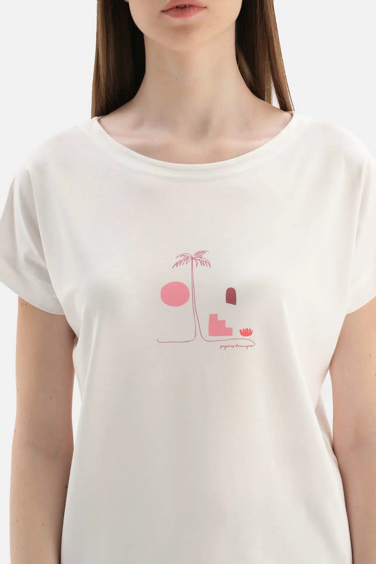 Beyaz Kısa Kollu Önü Baskılı Viskon Şortlu Pijama Takımı