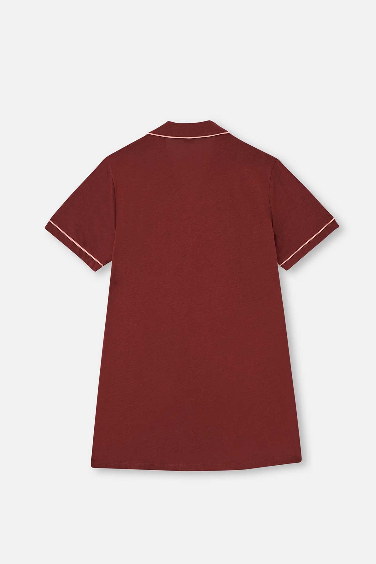 Kahverengi Biye Detaylı Önü Düğmeli Örme Gecelik