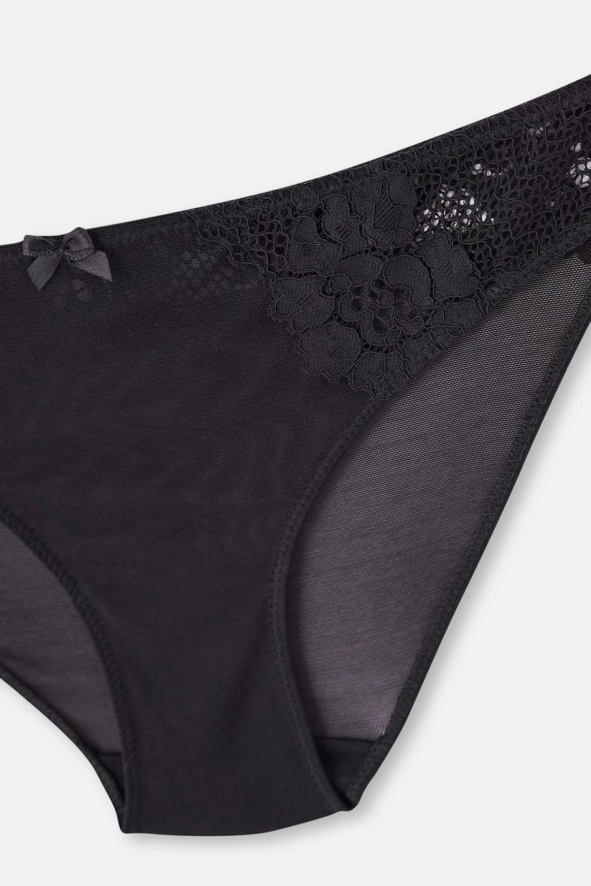 Siyah Dantel Detaylı Mikro Slip