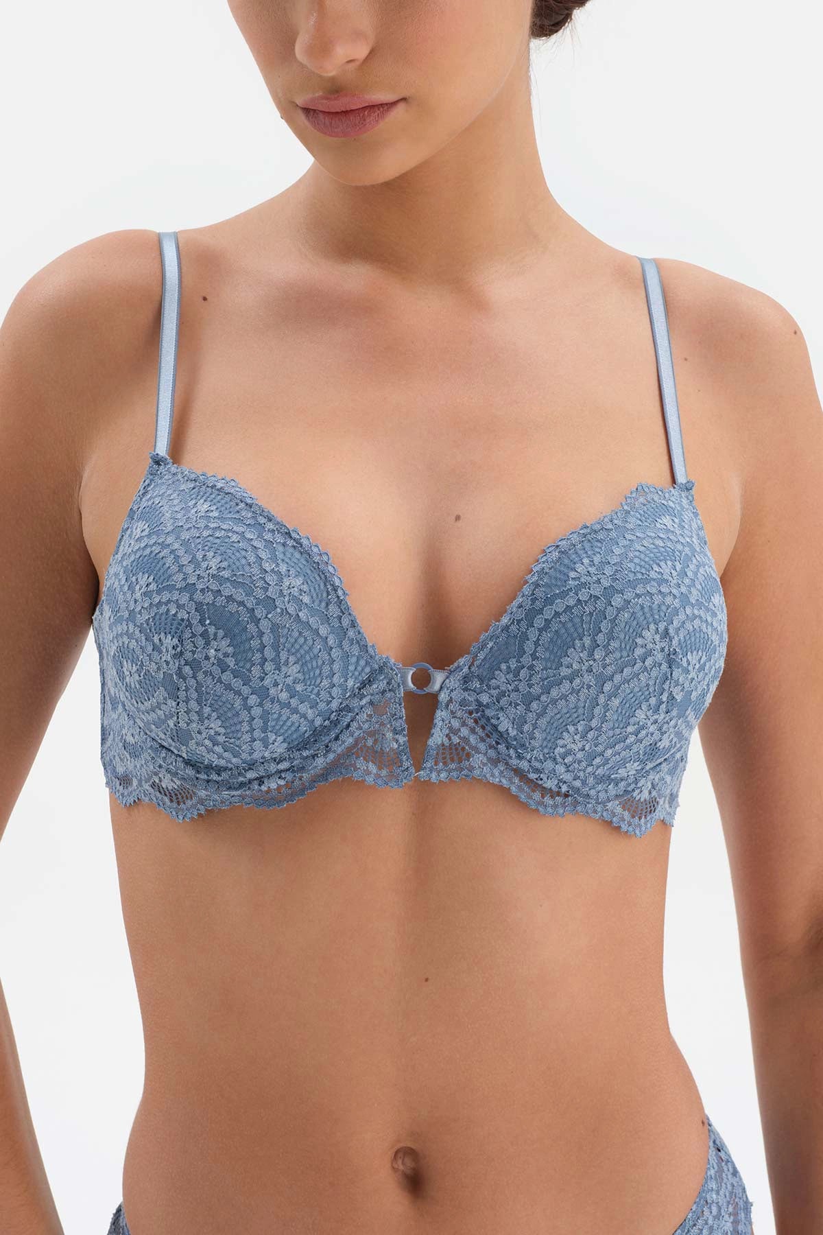 Mavi Dantel Detaylı Brazıllıan