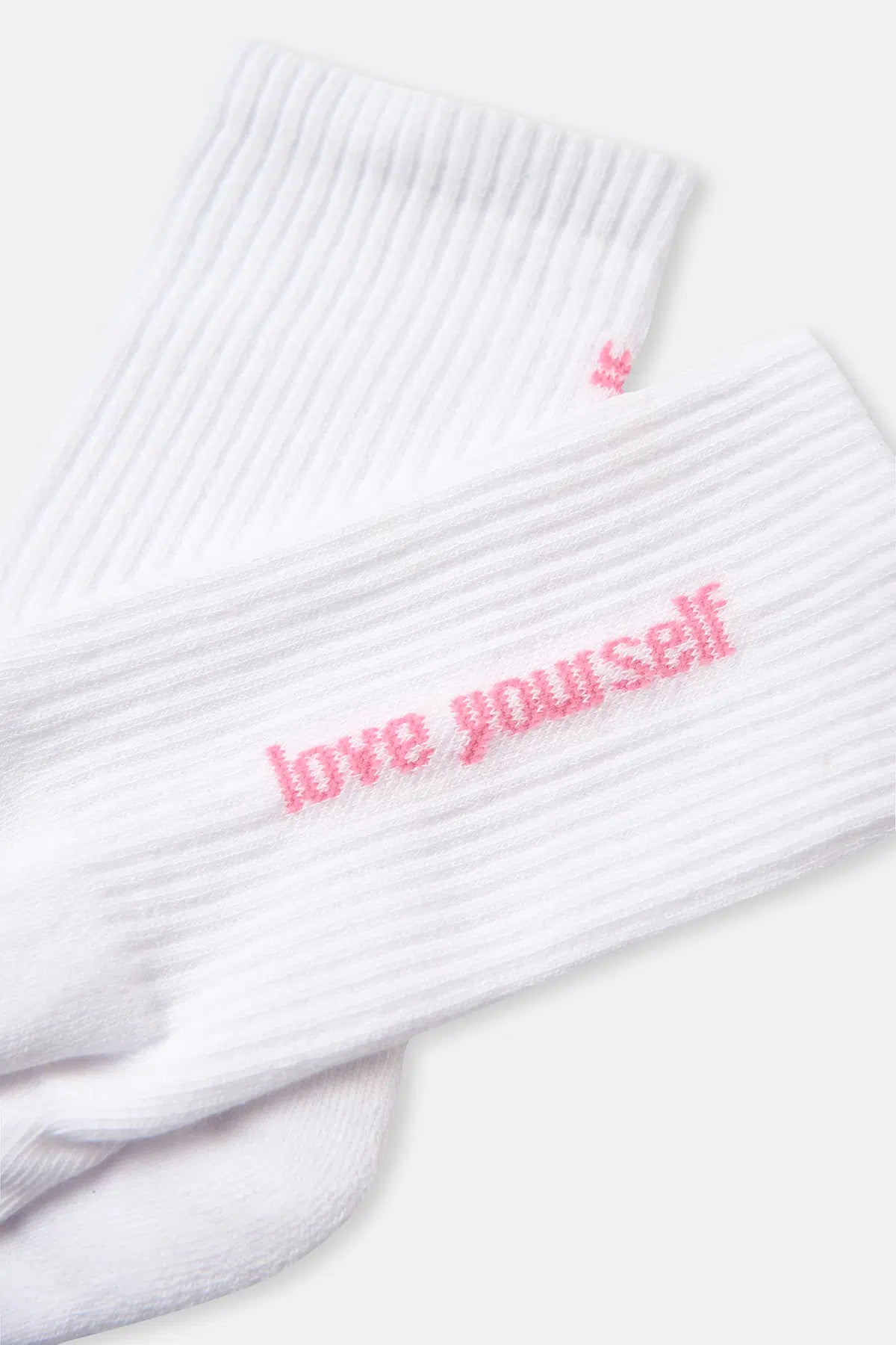 Beyaz Kadın Spor Çorap Love Yourself