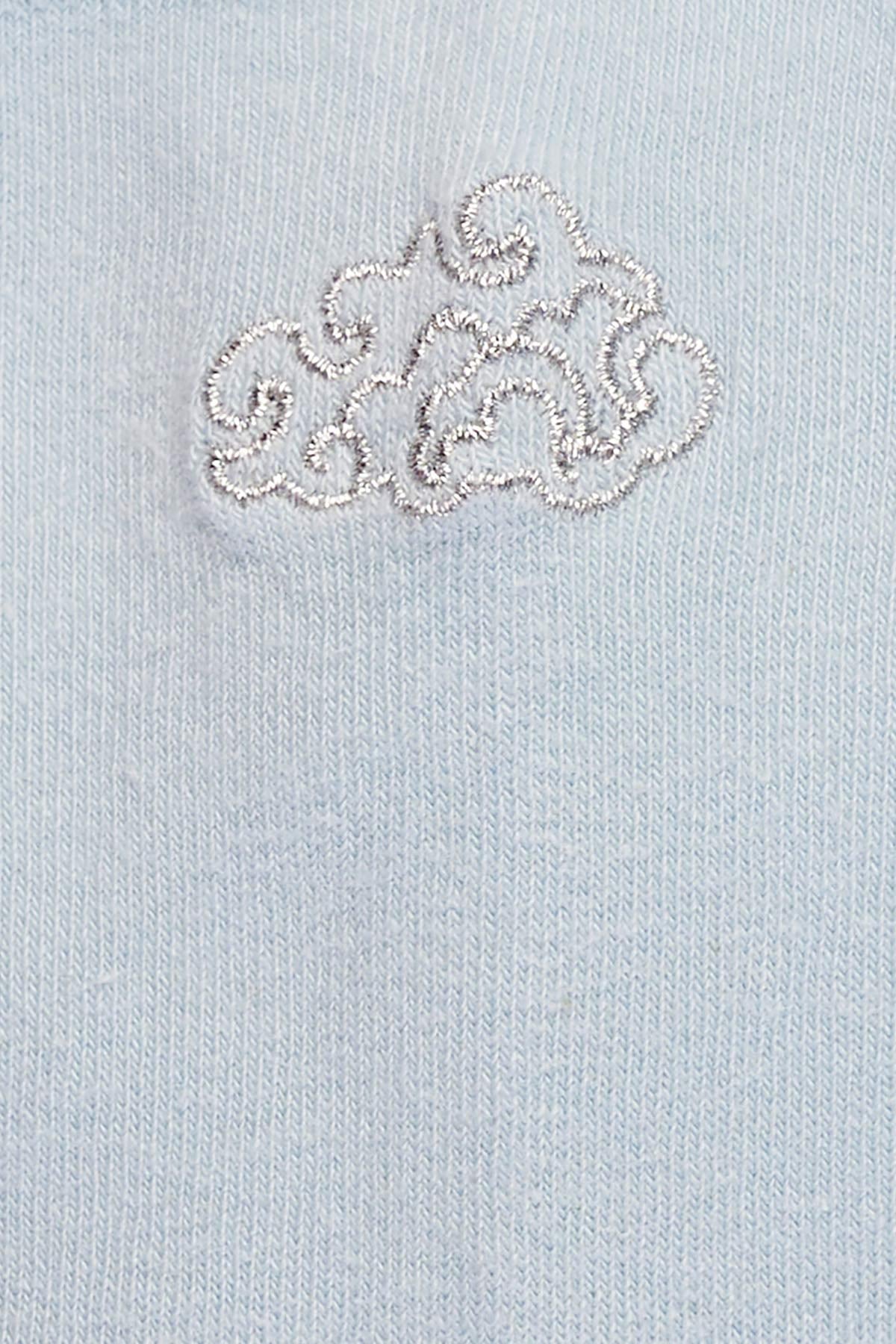 Açıkmavi Kadın Bulut Nakış Desenli Çorap