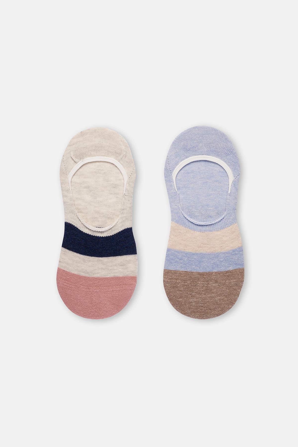 Pembe Kadın Renkli Babet Çorap 2'Li