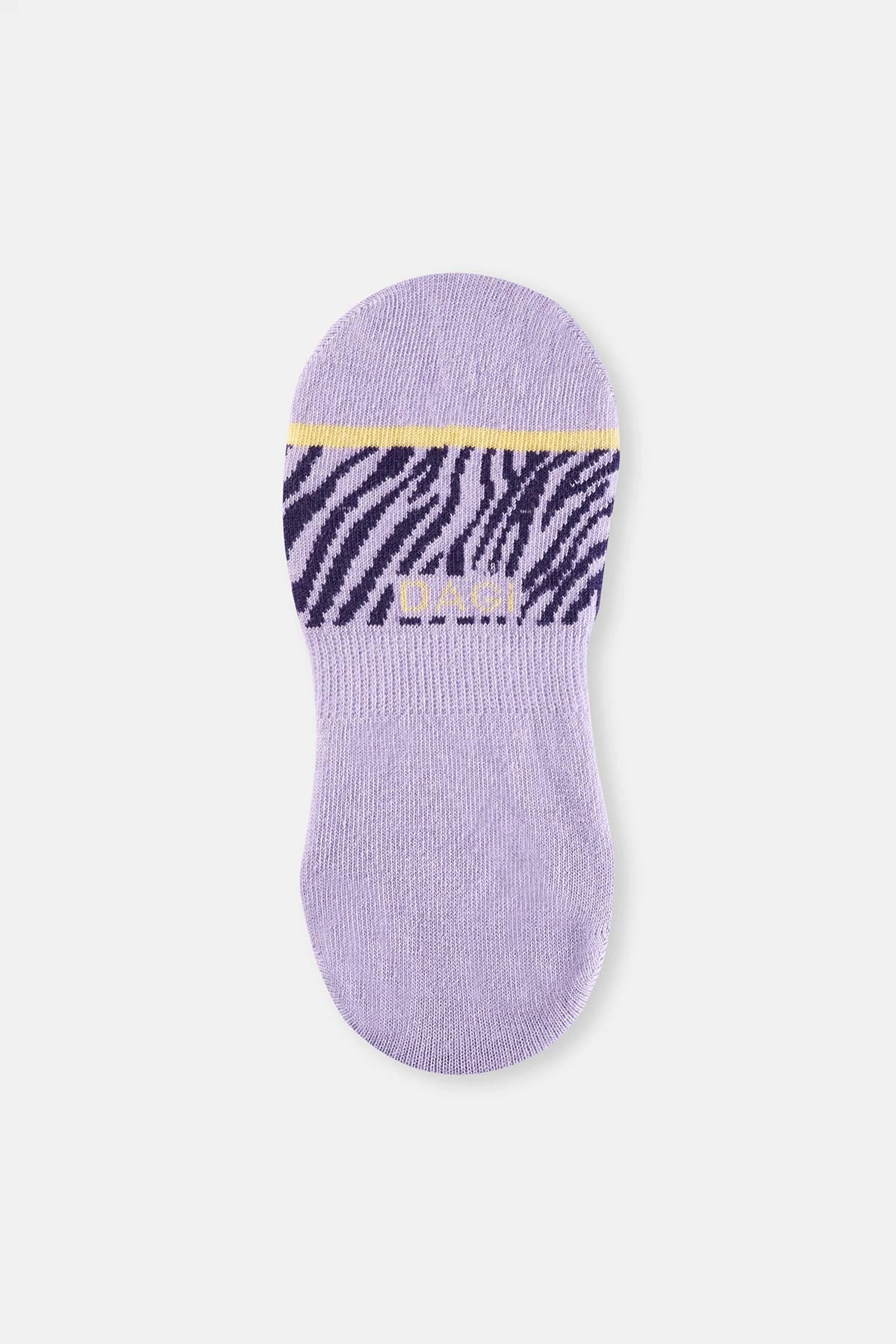 Lila-Mor Kadın Zebra Desenli Görünmez Çorap 2'li