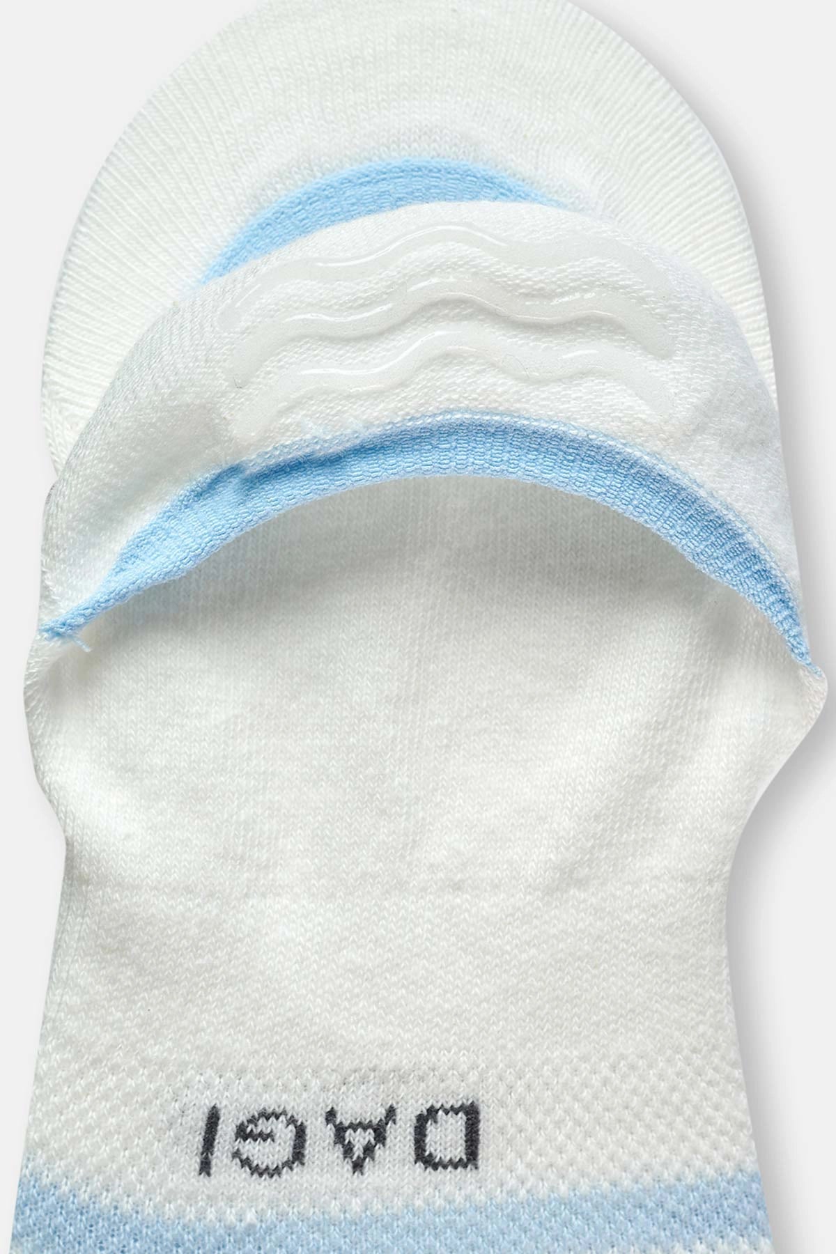 Mavi Kadın Renkli Çizgili Görünmez Çorap 2'Li